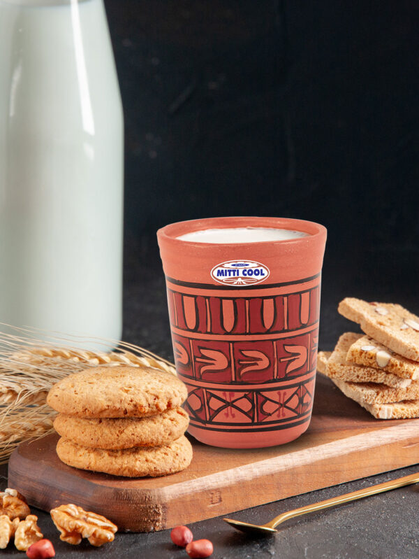 Clay Dinner Glass Set 200 ML (6 Piece) Abstract Cross Design - Image 4