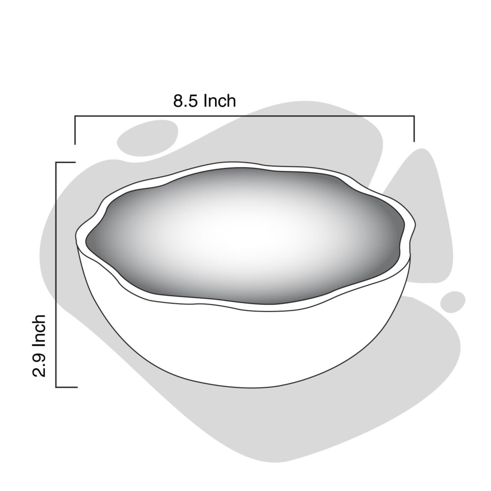 Clay Serving Flower Bowl 1.3 liter Abstract Cross Design - Image 3