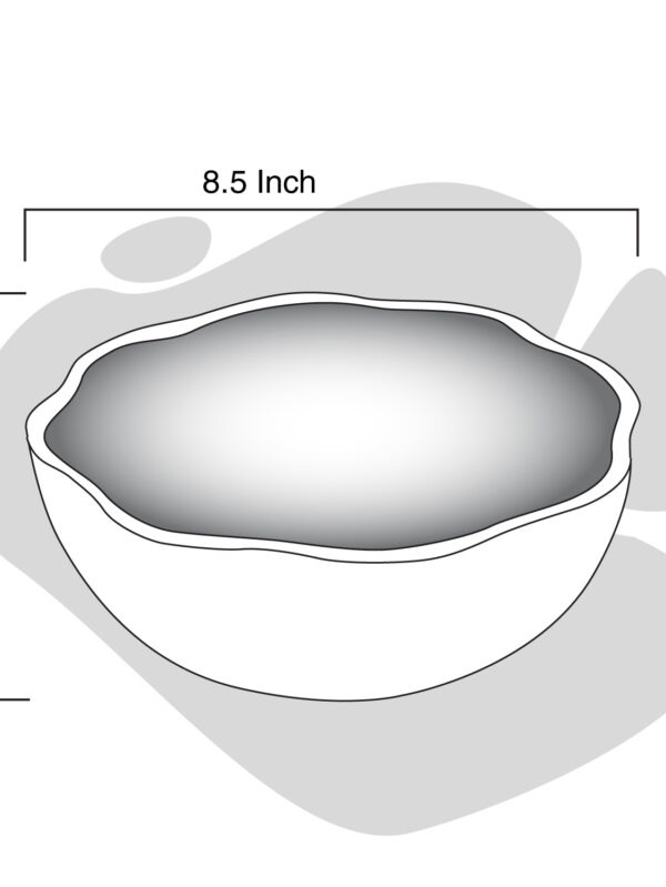 Clay Serving Flower Bowl 1.3 liter Abstract Cross Design - Image 3