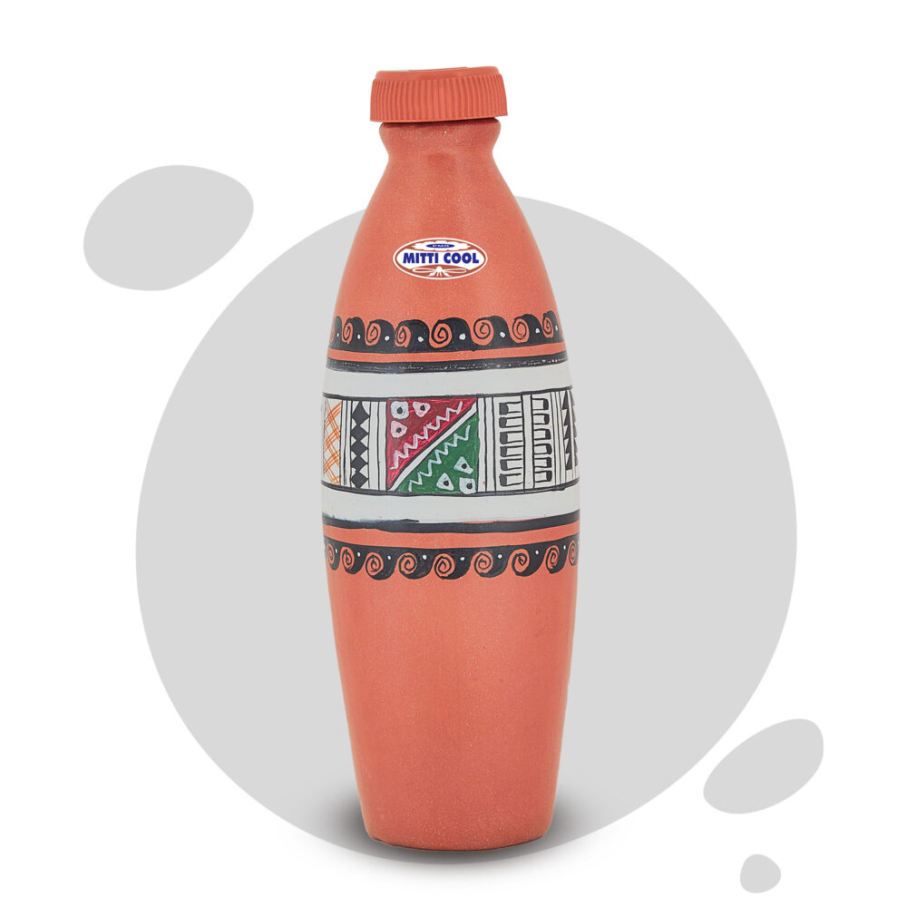 Clay Water bottle - 1 liter Royal White Design