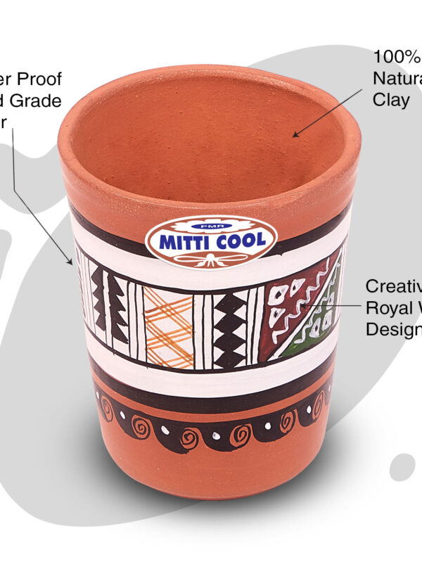 Clay Dinner Glass Set 200 ML (6 Piece) Royal White Design - Image 2