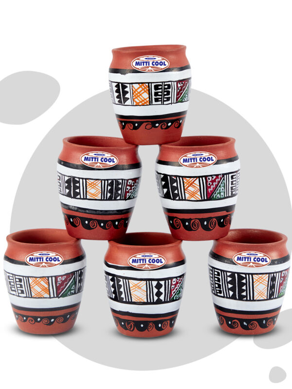 Clay Glass Set 100 ML (6 piece) Royal White Design