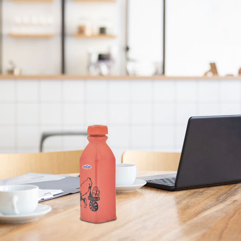 Clay Water Bottle 400 ML Warli Cart Design - Image 4