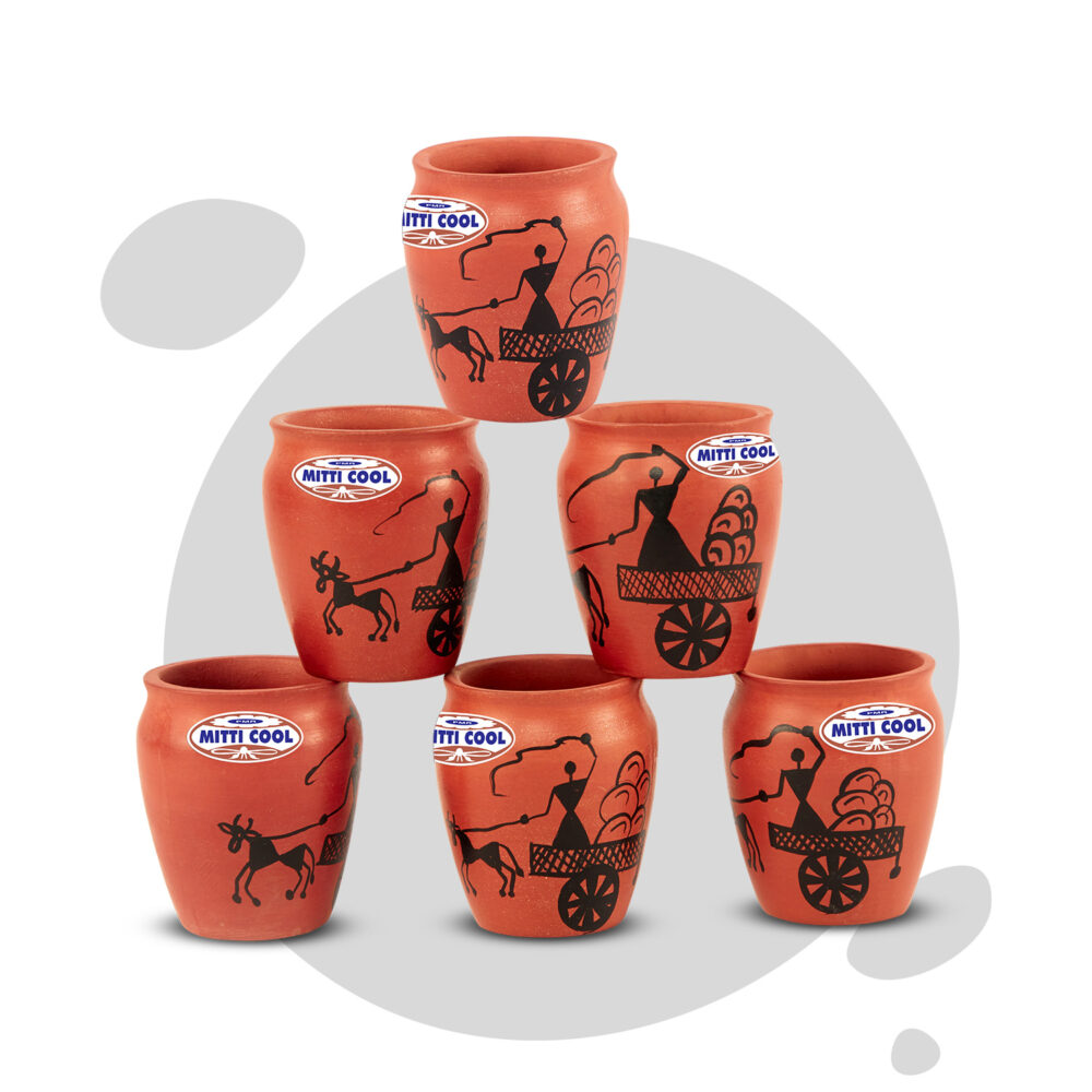 Clay Glass Set 200 ml 6 piece Warli Cart