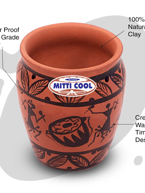 Clay Glass Set 100 ML (6 piece) Warli Timpany Design - Image 2