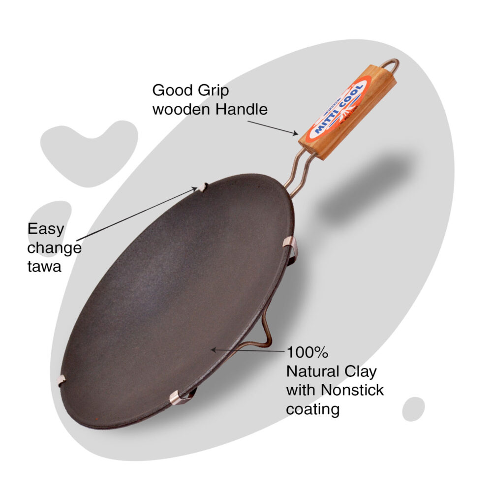 Clay Non-Stick Tawa (With Handle)(10 inch) - Image 3