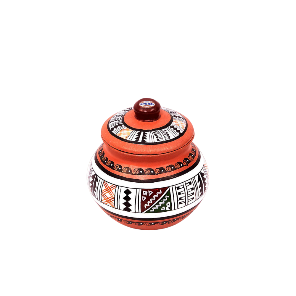 Clay Curd Pot With Cap 650 ML Royal White Design