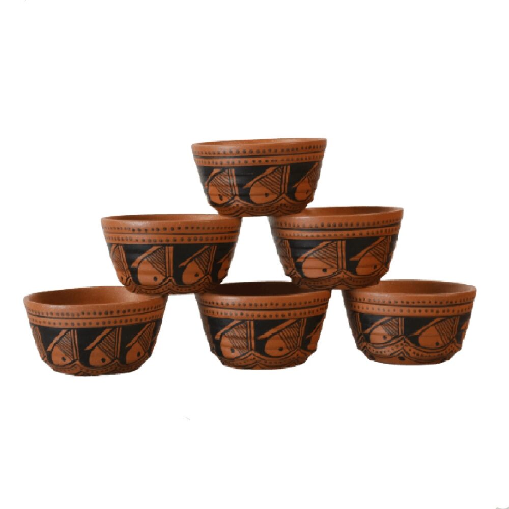 Clay Linear Bowl Set 6 Pieces 150 ml Black Spade Design