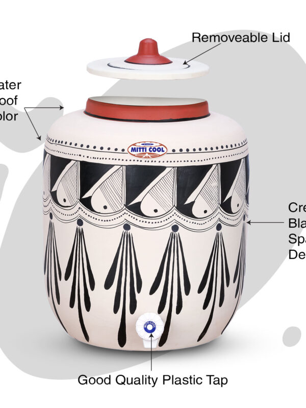 Clay Water Pot 17 Liter Black Spade Design - Image 2