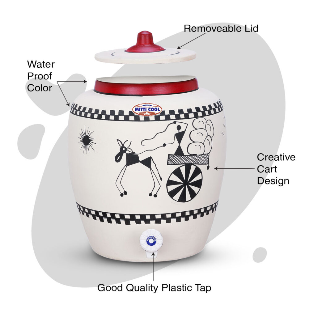 Clay Water Pot 11 Litre Cart Design - Image 2