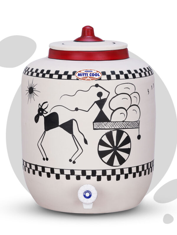 Clay Water Pot 17 Litre Cart Design