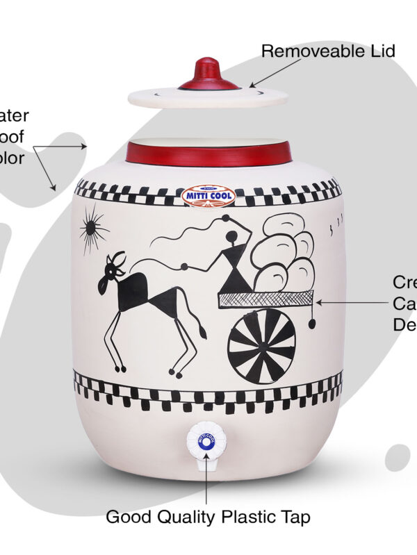 Clay Water Pot 17 Litre Cart Design - Image 2
