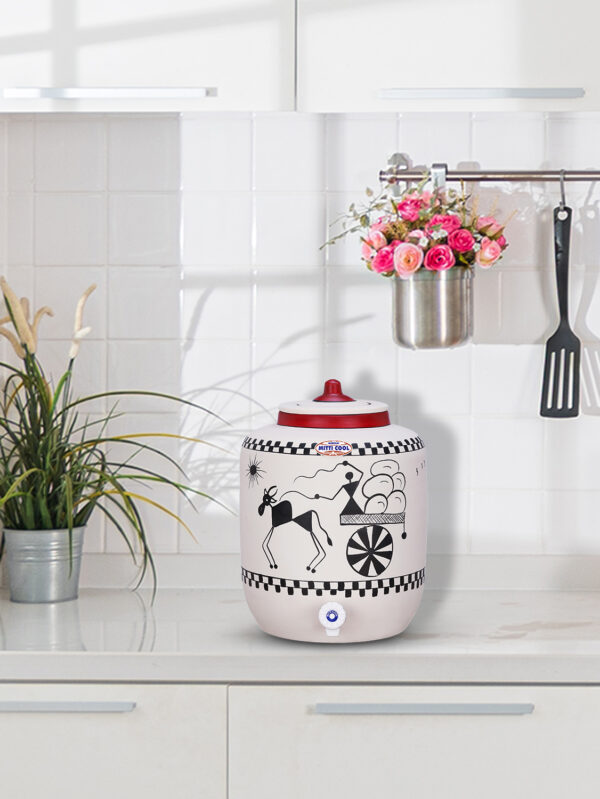 Clay Water Pot 17 Litre Cart Design - Image 4