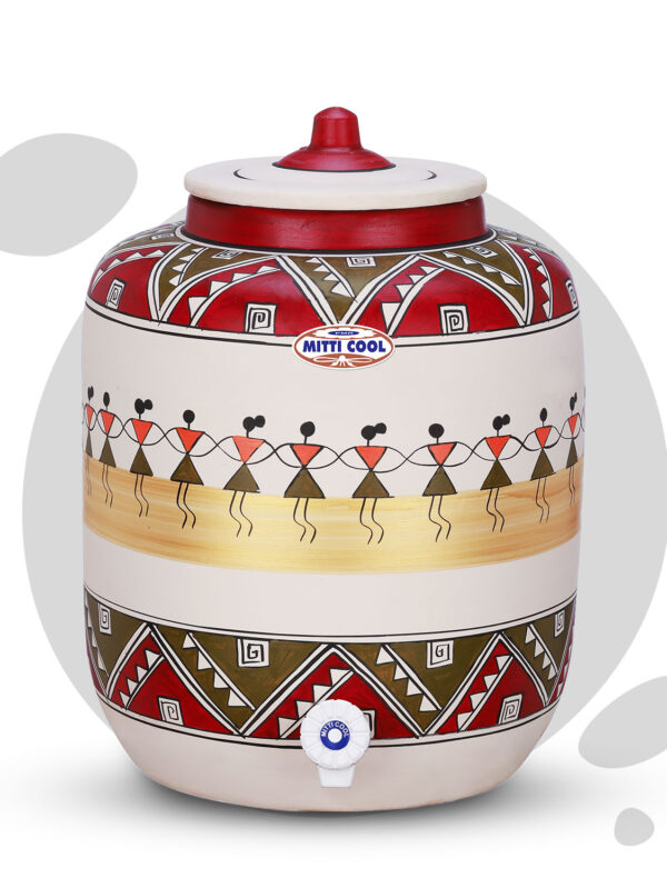 Clay Water Pot 17 Litre Dancing Doll Design
