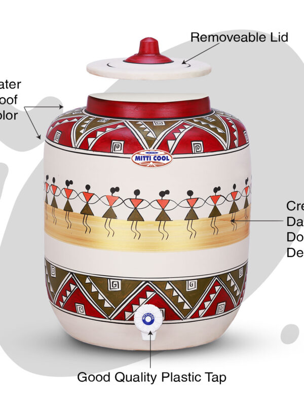 Clay Water Pot 17 Litre Dancing Doll Design - Image 2