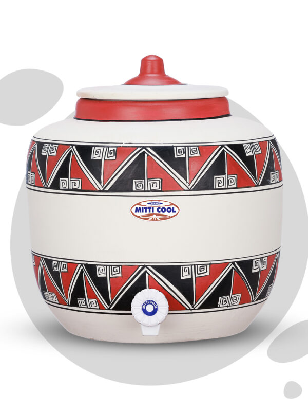 Clay Water Pot 12 Litre  Double Border Design