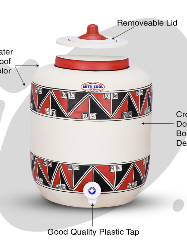 Clay Water Pot 17 Litre Double Border Design - Image 2