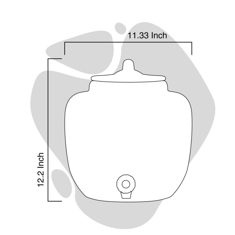 Clay Water Pot 12 Litre Drum Design - Image 3