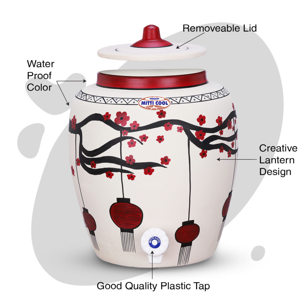 Clay Water Pot 11 Litre Lantern Design - Image 2