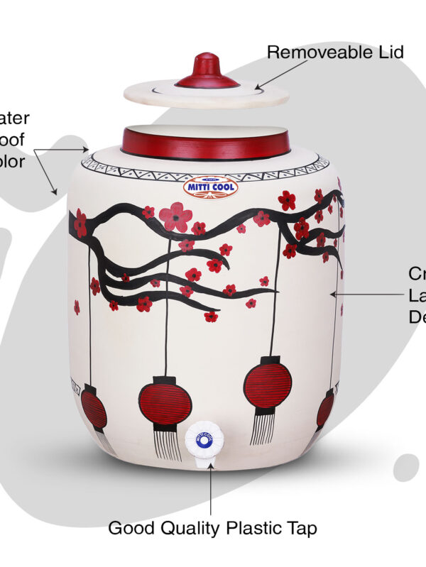 Clay Water Pot 17 Litre  Lantern Design - Image 2