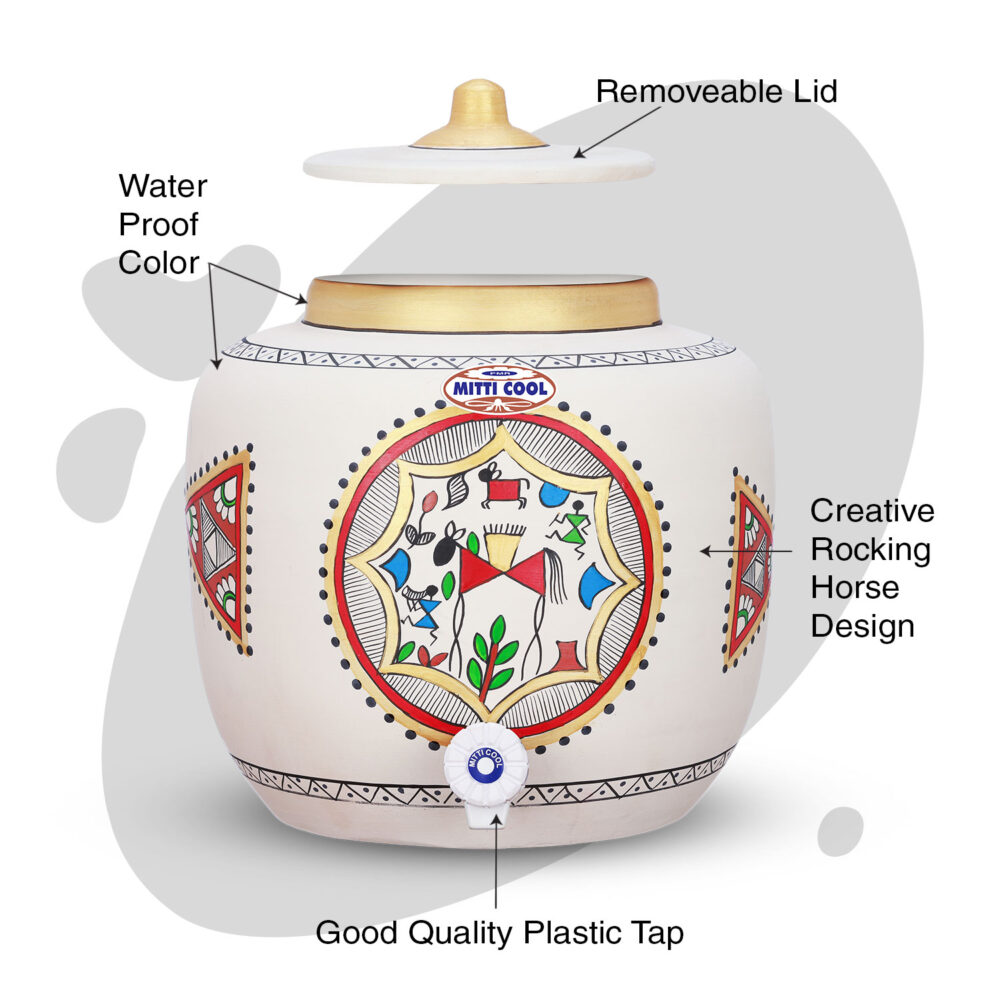 Clay Water Pot 12 Litre Rocking Horse Design - Image 2