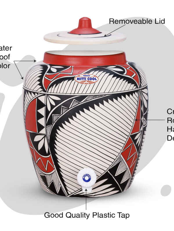 Earthen Clay Royal Harp Water Pot 11 Litres - Image 2