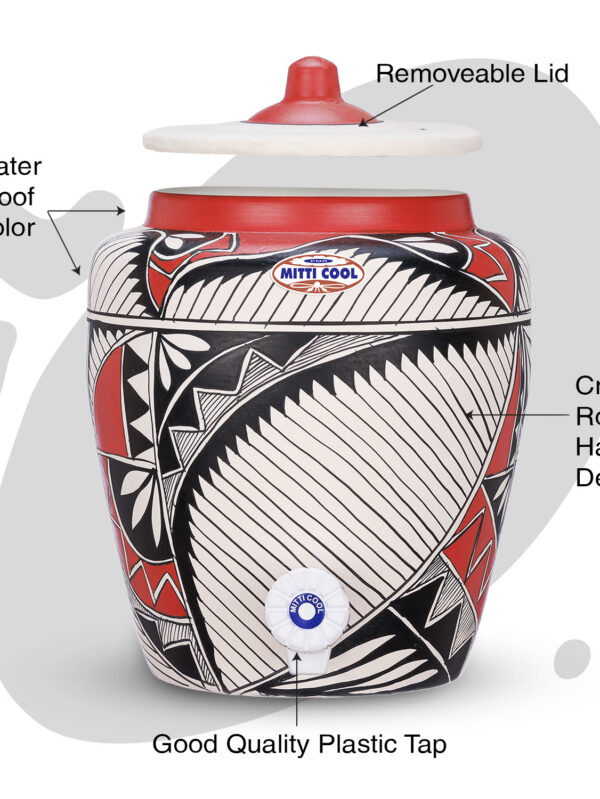 Clay Water Pot 6.5 Litre  Royal Harp Design - Image 2