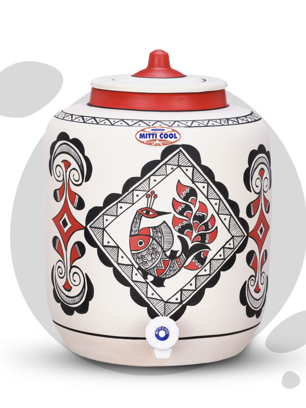 Clay Water Pot 17 Litre Royal Peacock Design