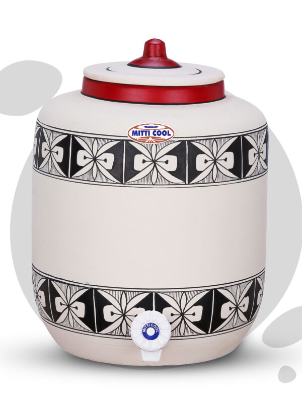 Clay Water Pot 17 Litre Spider Border Design