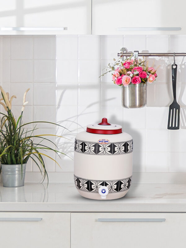 Clay Water Pot 17 Litre Spider Border Design - Image 4