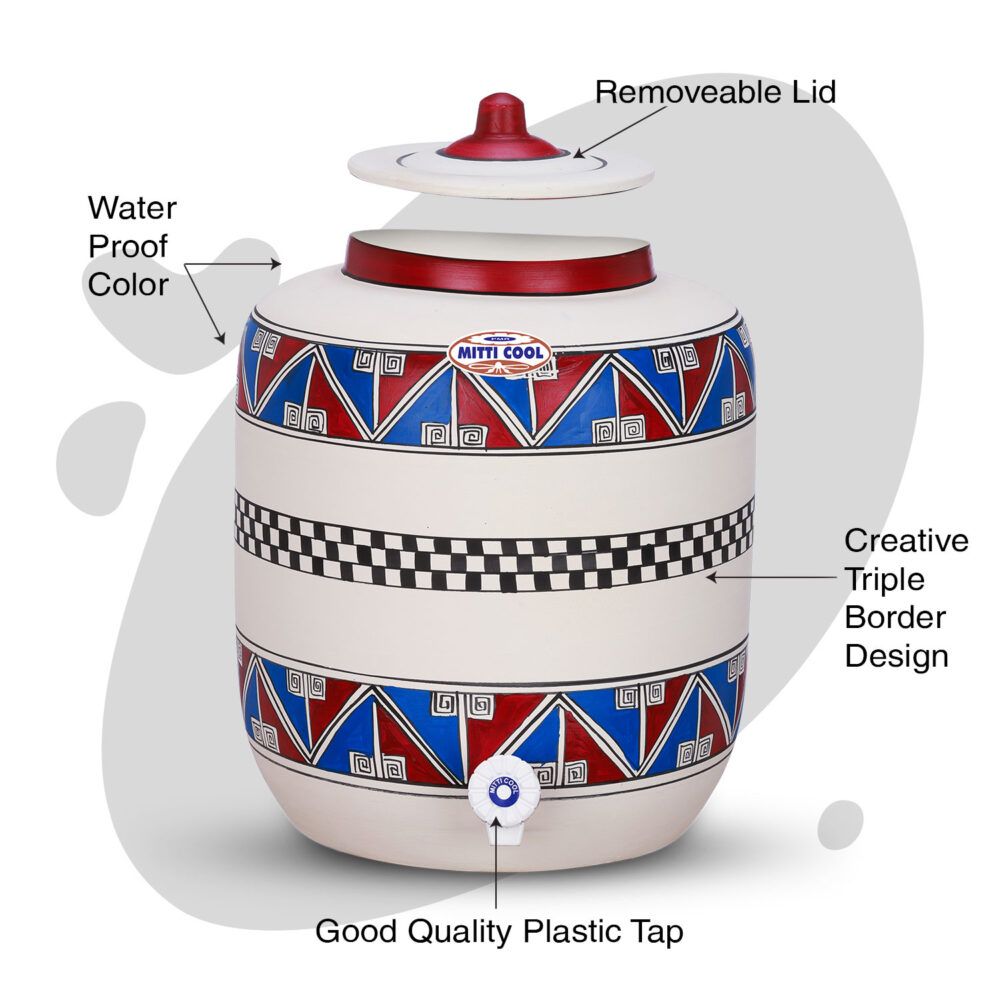 Clay Water Pot – 17 Liter  Triple Border  Design - Image 2