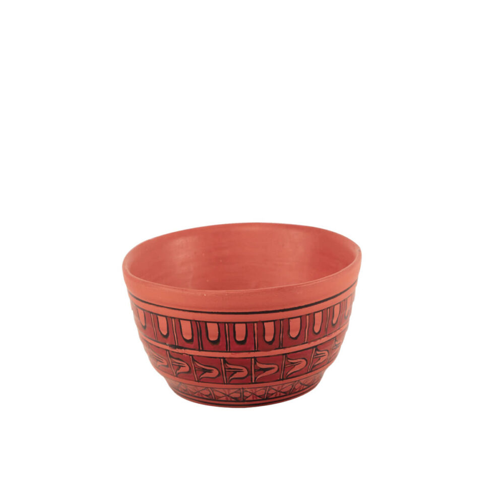 Clay Serving Linear Bowl (1.3 Liters) Abstract Cross Design